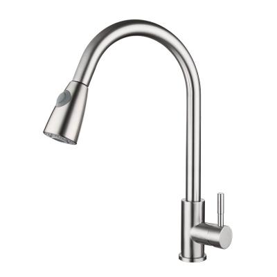 China Modern 304 Stainless Steel Pull Out Kitchen Faucet Popular Spring Faucets Pull Down for sale