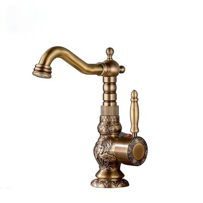 China Rustic Bathroom Faucet Basin Faucet Mixer Tap Antique Brass Deck Mounted Faucets For Bathroom for sale