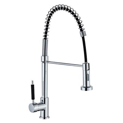 China Sense Faucets All Copper Faucet Wire Drawing American Spring Faucet Single Rotary Kitchen Sink Pull Faucet for sale