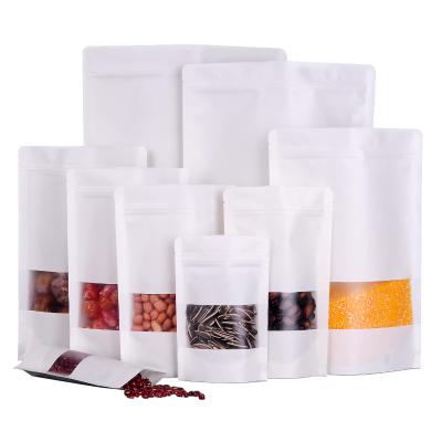 China Best Selling Zipper Moisture Proof Stand Up Kraft Paper Bag With Window For Food for sale