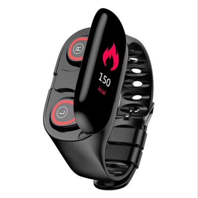 China Touch Screen Wireless BT Earphone 2 In 1IP67 Waterproof Smart Sport Wristband Fitness Tracker for sale