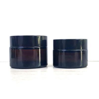 China Skin Care 5g 10g 20g 30g 50g 100g Amber Glass Cream Cosmetic Jar Xuzhou Factory Skin Care Black Amber Jar For Unguent Balm Cream for sale