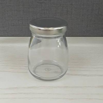 China Round Glass 100ml Honey Pudding /Yogurt Shot Jar With Cork Or Lid for sale