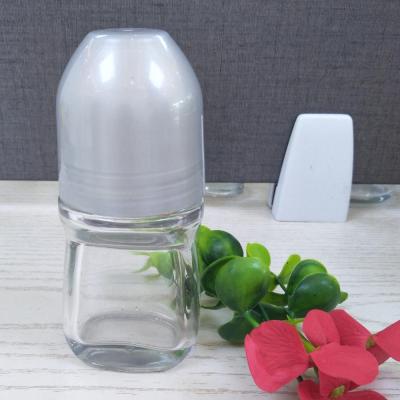 China Personal Care 50ML Roll-On Glass Bottle With Transparent Ball And Ball Seat for sale