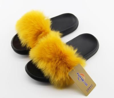 China Fashion Color Ladies Slippers Sweat-absorbent Summer Shoes Cute Fur Slippers Salesman Shoes Winter Slides for sale