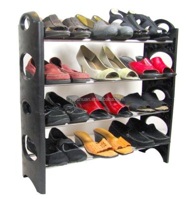 China Easy assemble plastic and metal shoe rack with more space saving for sale