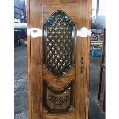 China Hot Sale Double Leaf Door Brown Color Modern Steel Door In Ghana Steel Market Standard Door Size With Frame And Accessories for sale