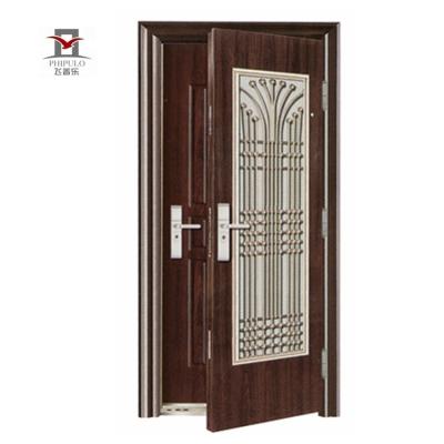 China Traditional Cheap Price Security Main Door Designs Double Door With Twin Door for sale