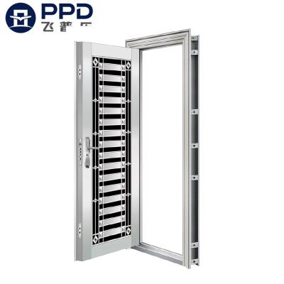 China 2020 Latest Apartment Base Track Modern SuS 201/304 Stainless Steel Grill Single Door Design Price for sale