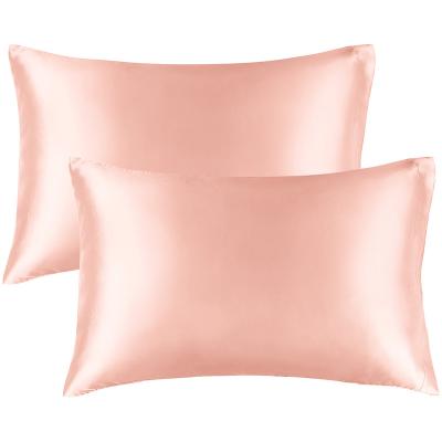 China Coral Red Throw Pillow Cover Anti-Static Colored Satin Pillow Cases Letter and Zippered Style Pillowcase for sale