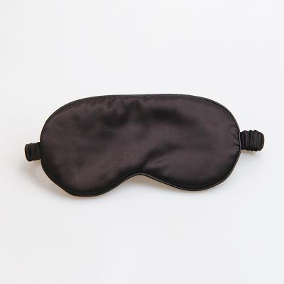 China Anti-wrinkle Tik Tok Hot Polyester Satin Silk Fabric Black Eyemask Sleep Print Promotion Beige Satin Eye Mask for sale