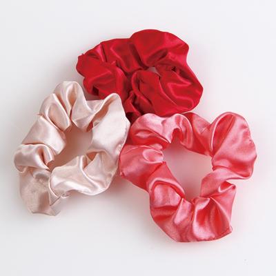 China Hair Flower Smooth Salable Popular Ladies Love Reusable Multi Colors Scrunchie Solid Red Satin for sale