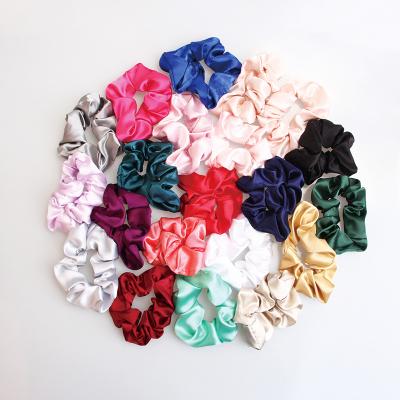 China Wholesale Luxury Soft Plicate Ribbon Hair Scrunchies Multi-size Beauty Multi-size Satin Satin Hair Ties Cute Soft Hair Elastic for sale