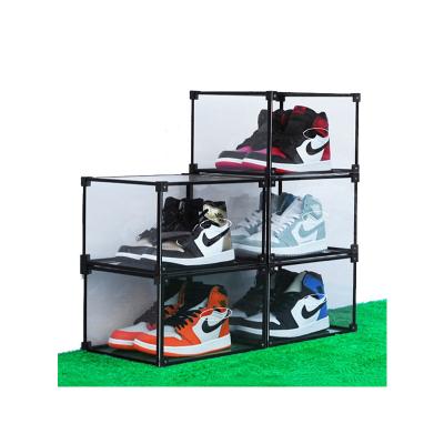 China Deployment Shoes Stackable Custom Dustproof Magnet Box Transparent Acrylic Shoe for sale