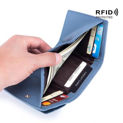 China RFID Wallet Mini Coin Pocket With RFID Function Japan Korea Style Genuine Leather Purse for sale