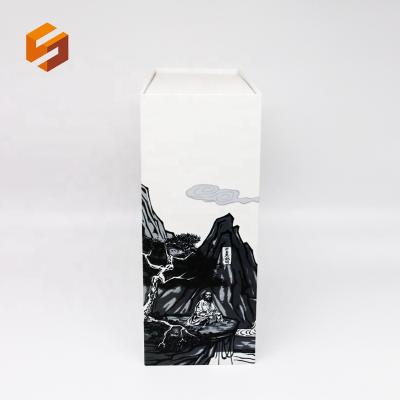 China Customized Recyclable High Grade Rectangular White Wine Paper Gift Box for sale