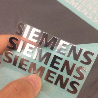 China Brand Waterproof 3D Custom Logo Raised Metal Nickel Sticker Electroforming Plating Transfer Luminous Silver Label for sale