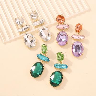 China Eco-Friendly Diamond-Set Temperament Stud Earrings Exaggerated Multi-face Contrast Earrings for sale