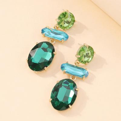 China Full Contrast Diamond Earrings Exaggerated Multi-face Earrings Set Temperament Stud Eco-Friendly Stud Earrings for sale