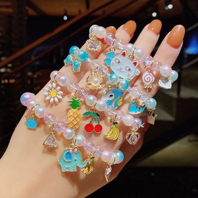 China Children's Bead Cartoon Bracelet Eco-Friendly Bracelets For Girls Lovely Gradient Bracelet Little Girl Hand String Decorative Beaded Acc DIY for sale