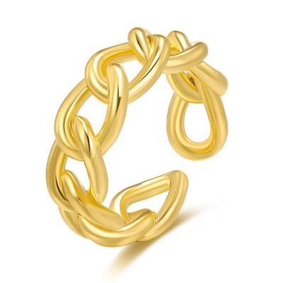 China Cutout Ring Creative Gold Plated Ring Chain Trend Fashion Border Exclusive Heating Gold Ring for sale