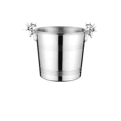 China Minimalist double wall, deer horn, edible grade 304 stainless steel handle, ice bucket with tongs and lid for sale