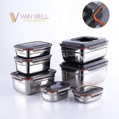 China Cheap Price 18/8 Stainless Steel &18/10 Lunch Box Food Storage Container Freshness Preservation Bento Box With Airtight Lids for sale