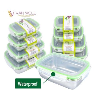 China Transitional Eco Friendly Recycled Stainless Steel Bento Lunch Box Food Container Food Storage Container Set With Airtight Lids for sale