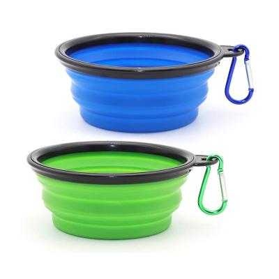 China 2 Pack Silicone Pet Portable Viable Feeding Water Dish Collapsible Parking Dog Water Walk Displacement Bowls For Cats Dogs for sale