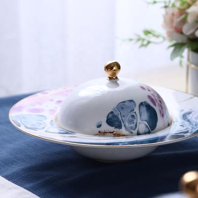 China Chaozhou Pito Hotel Banquet Dinneware Bone China Soup Plate Sustainable High End Ceramic Pasta Dish With Lid for sale