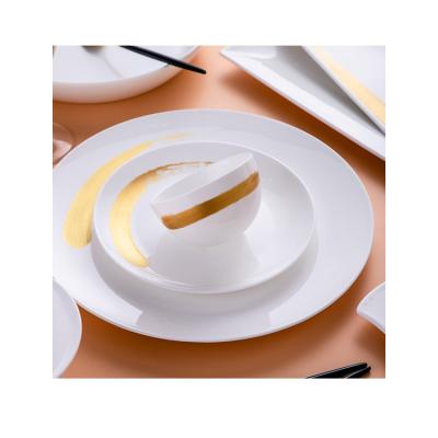 China 2020 Viable New Cereal Bowl Salad Bowl Crokery Dinnerware Customized Gold Painting Soup Bowl for sale