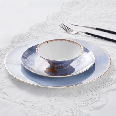 China Western Luxury Dinnerware Ceramic Breakfast Set Bone China Dinnerware Sets Dish And Bowl Set for sale