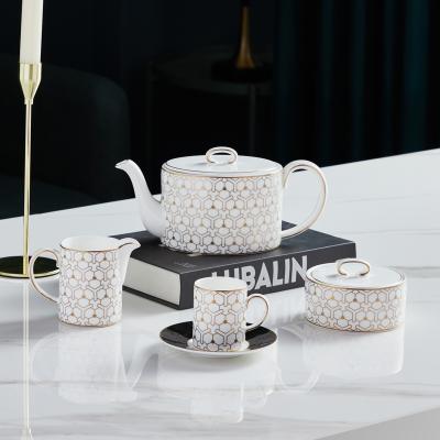 China Luxury High End Coffee Stocked Used Afternoon Tea Items Dubai 15pcs Turkish Ceramic Tea Cup Set Wedding Bone China Coffee And Tea Set for sale