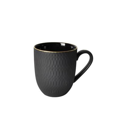 China Viable Exquisite Porcelain Mug Latte Mug Black Glazed Retro Ceramic Cup Drinkware Tableware Set for sale