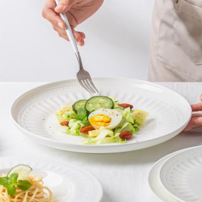 China Sustainable Banquet Wedding Tableware Round Tray Bone China Dinnerware Dessert Cake Plates White Dining Plate And Plate for sale