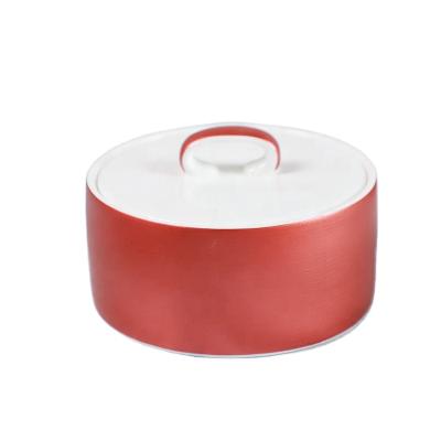 China Factory wholesale viable coral red design 200ML sugar jar bone china ceramic sugar jug ​​with lid for sale