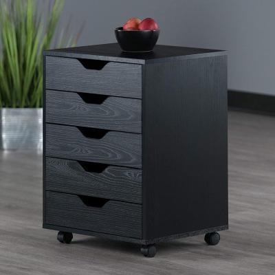 China Beautiful 5 Drawer Black Mobile Filing Cabinet with Wheels for sale