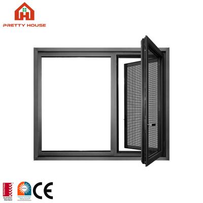 China Magnetic Screen Style Tilt And Turn Window French Aluminum Casement Window for sale