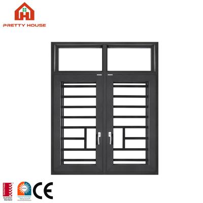 China Triple Aluminum Single Inswing Magnetic Screen Casement Window for sale