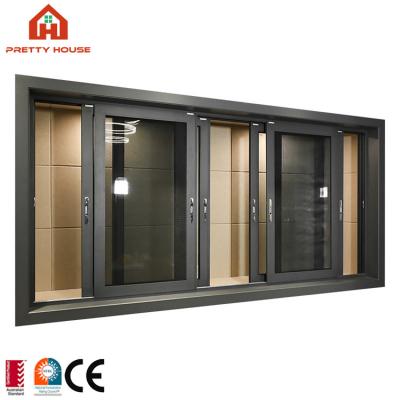 China Magnetic Champagne Color Aluminum Price Screen Sliding Window for sale