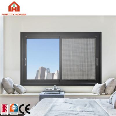 China Supplier Magnetic Single Price Japanese Design Aluminum Sliding Screen Window for sale