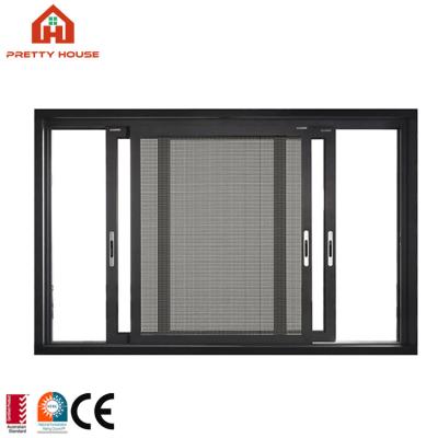 China Magnetic Screen Powder Coating Double Glazed 3 Way Aluminum Sliding Window for sale