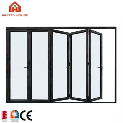 China NFRC AS2047 Standard Windproof Aluminum Bi Fold Door Folding Folded Balcony Patio Door for sale