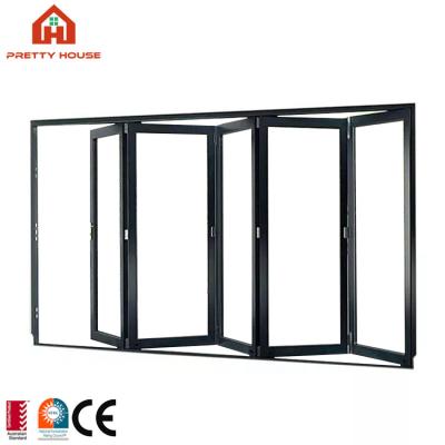 China Windproof Aluminum Exterior Sound Proof Sliding And Folding Doors for sale