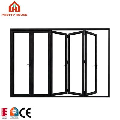 China Wholesale Bi Frameless Porcelain Folding Glass Doors Exterior Windproof for sale