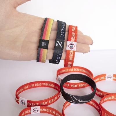 China Eco-Friendly Wholesale Custom LOGO Pattern Polyester Elastic Wristband Fashion Factory NFC Elastic Wristband For Event Festival for sale