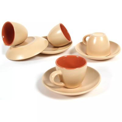 China Modern Factory Direct Italian Mini Cappuccino Coffee Tea Cups Porcelain Espresso Cup and Saucer Set Service for 4 for sale