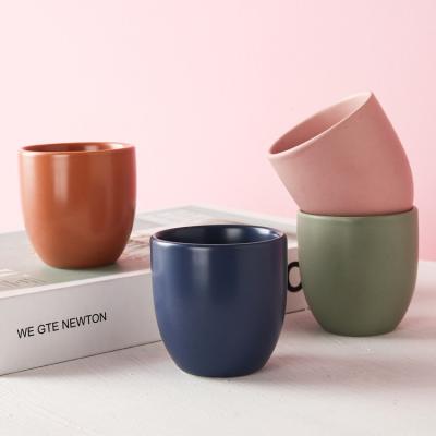 China Stocked Wholesale Cheap Modern Mini Matte Tea Cup Macaron Iced Espresso Ceramic Mug Without Handle for sale