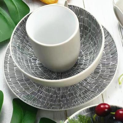 China Viable Elegant Ware Dinnerware Dish Set Custom Creative Decal Ceramic Charger Dinner Dishes Bowl Dinnerware Sets for sale