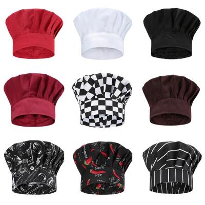 China Fashion Printing Available Kitchen Desgin Various Modern High Quality Colors Cooking Fabric Chef Hat for sale